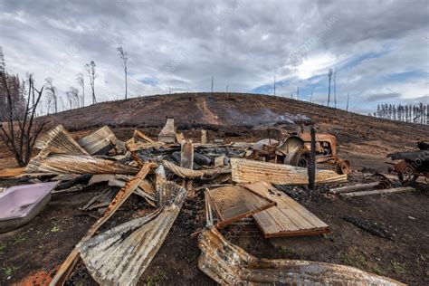 Burnt Cabin Destroyed By Bushfires Stock Image C055 5430 Science Photo Library