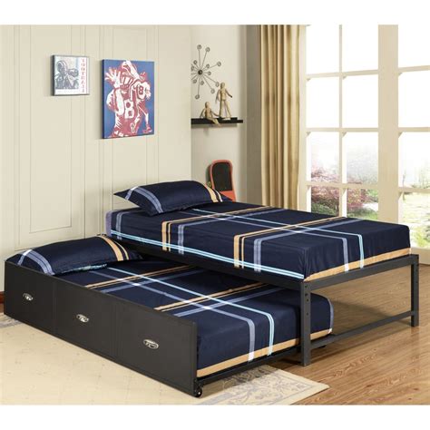 Shop Kandb B39124 Metal Twin Size Day Bed Frame With Trundle Bed