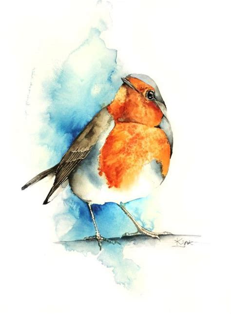 Robin Wildlife Birds And Nature Watercolour 2016 Watercolour By