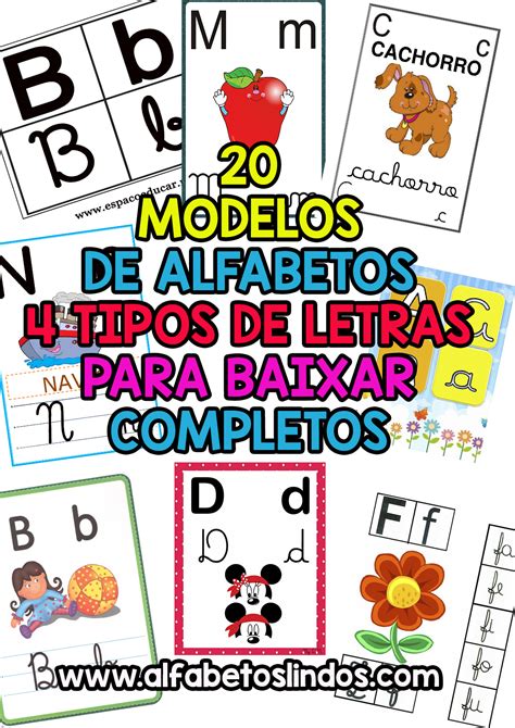 Modelos Diferentes De Cartazes Do Alfabeto Em Quatro Ou Todos Os Tipos De Letras Para Voc