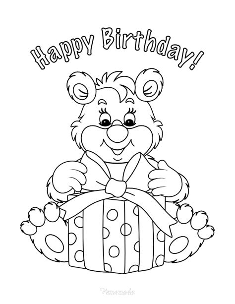 Bear Happy Birthday Coloring Page For Kids Coloring Guru Clipart