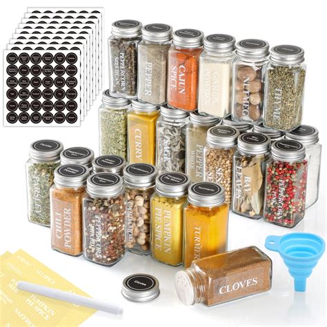 Buy Aozita 36 Pcs Glass Spice Jars With Spice Labels 4oz Empty Square Spice Bottles Shaker