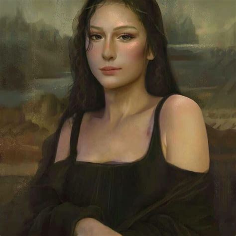 A Painting Of A Woman With Long Black Hair Wearing A Black Dress And