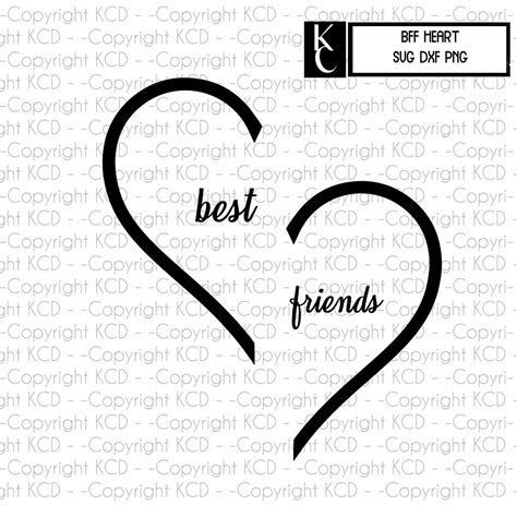 Best Friends Heart Svg Dxf Cut File For Shirts Cups Decals Etsy
