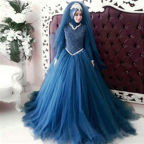 Oumeiya Owy208 Hijab Long Sleeves Muslim Wedding Dress Beads Pearls Bridal Gowns Western Formal