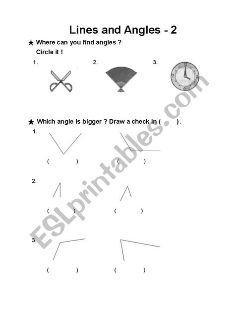 Lines And Angles 2 Esl Worksheet By Christie6615