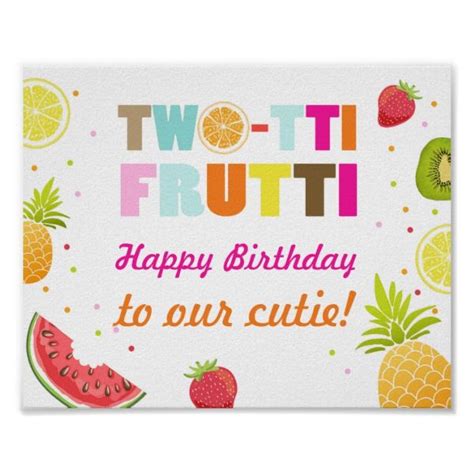 Party Sign Happy Birthday Two Tti Frutti Fruity 2nd