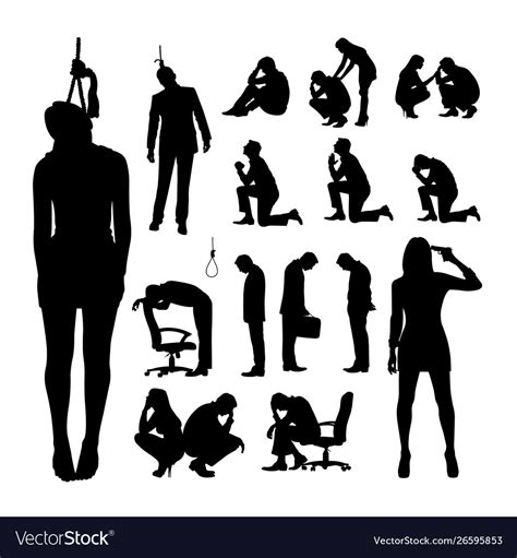 Silhouette Hanging Dead Person Royalty Free Vector Image
