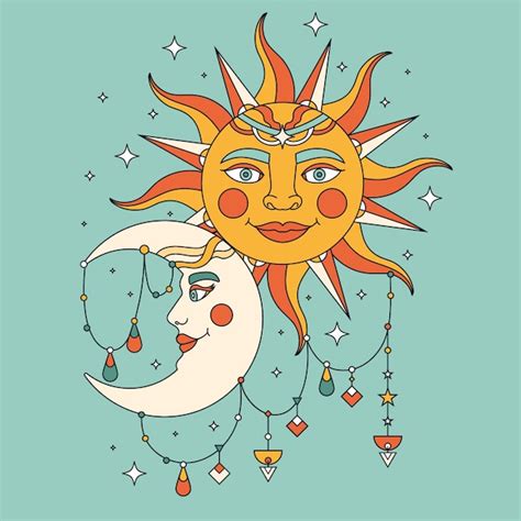 Free Vector Sun And Moon Drawing Illustration