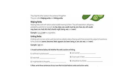 helping and linking verbs worksheet