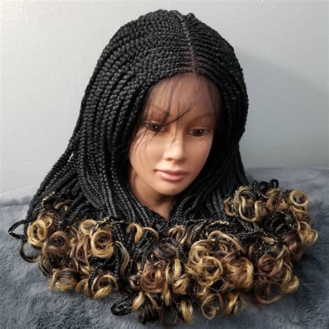 Fulani Inspired Cornrow Braided Wig With Curly Ends Color