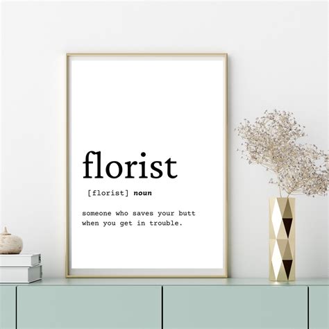 Florist Definition Wall Art T For Florist Florist Digital Etsy
