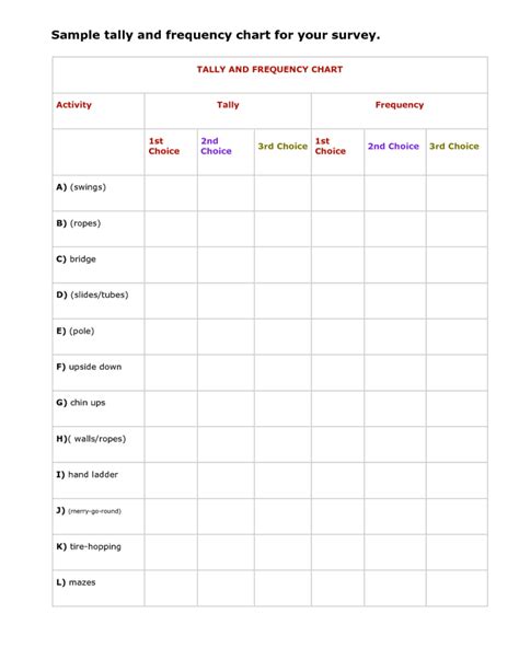 Tally Chart Worksheet Printable Activity Shelter