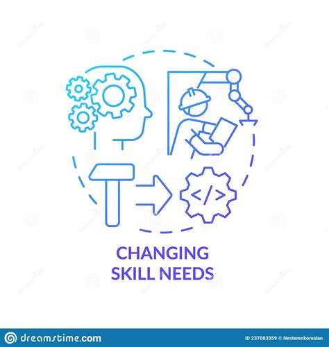 Changing Skill Needs Blue Gradient Concept Icon Stock Vector