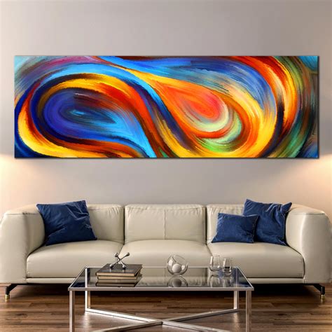 4 Piece Wall Art Abstract Colorful Waves Multi Panel Home Canvas Décor