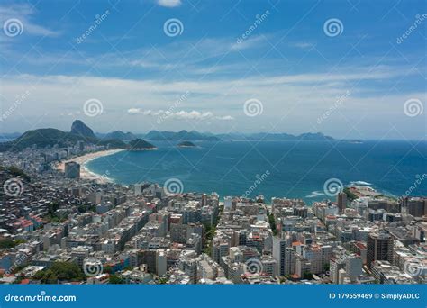 Panoramic Drone Shot Of The Beaches In Rio De Janeiro Brazil Stock