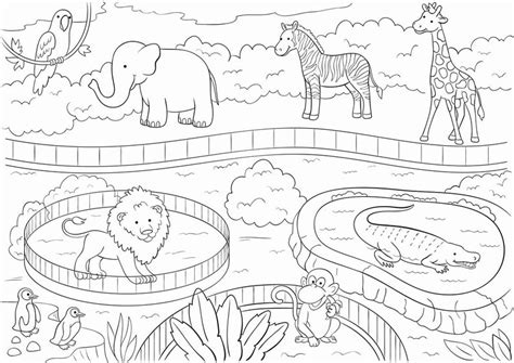 Zoo Animals Large Printable Coloring Poster For Kids Etsy