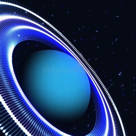 Abstract Blue Planet With Rings Design Vector Illustration Of A Deep