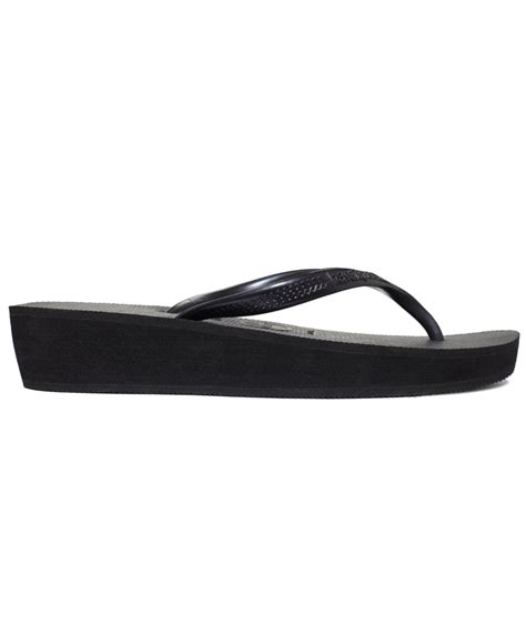 lyst havaianas women s highlight wedge flip flop sandals in black
