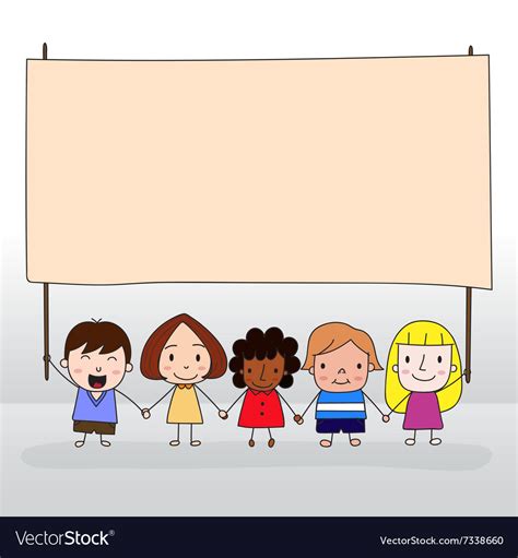 Children Holding Board Royalty Free Vector Image