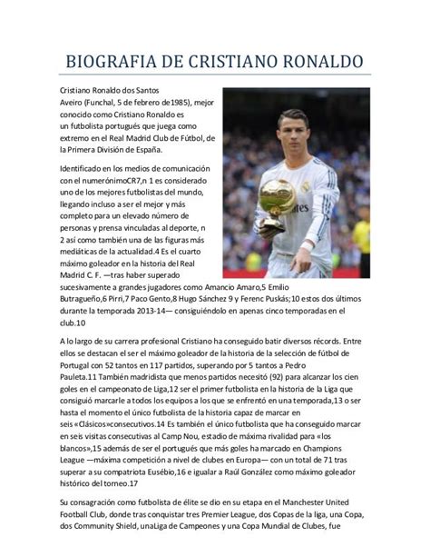 ¿cómo Hacer Una Biografía De Cristiano Ronaldo