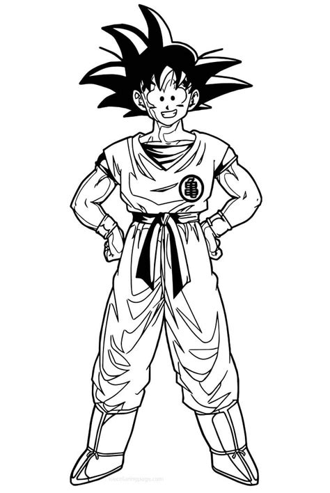 Powerful Son Goku Coloring Page - Free Printable Coloring Pages for Kids