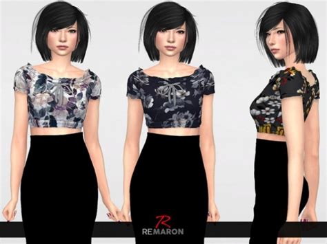 Flower Blouse For Women 01 By Remaron At Tsr Sims 4 Updates