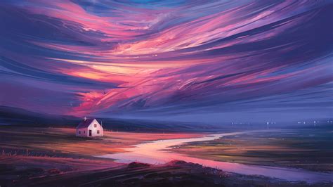 Digital Painting Landscape Sky River Night Aenami Wallpaper