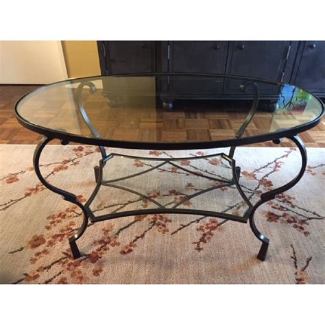 Pier 1 Chasca Collection Glass Top Oval Coffee Table Aptdeco