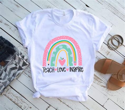Teach Love Inspire Svg Teacher Rainbow Svg Teacher Etsy