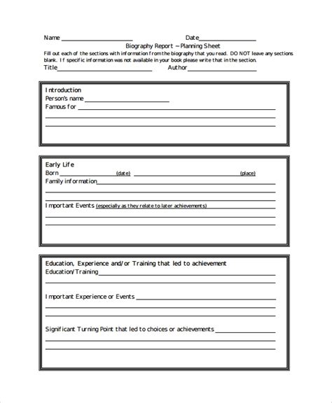 8 Biography Report Templates Sample Templates