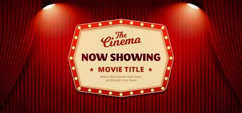 Now Showing Movie In Cinema Banner Design Old Classic Retro Theater