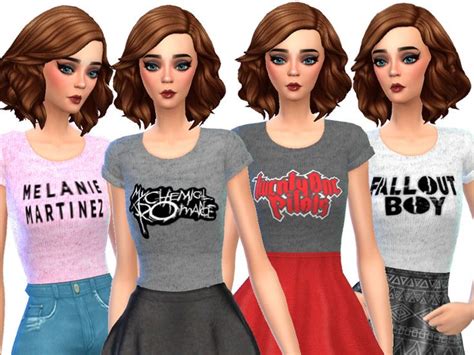 15 More Band Tee Shirts Found In Tsr Category Sims 4 Female Everyday