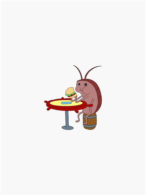 Spongebob Cockroach Eating A Krabby Patty Sticker For Sale By
