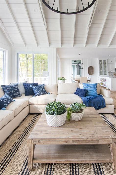 Navy And French Blue Pillows Beach House Living Room Blue Living