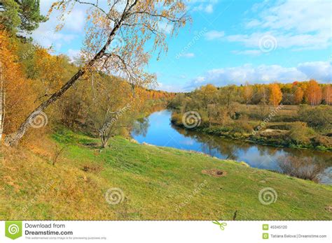 Beautiful Autumn Landscape With River Stock Photo Image Of Cloud