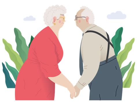 Best Old Couple Holding Hands Illustration Download In Png And Vector Format