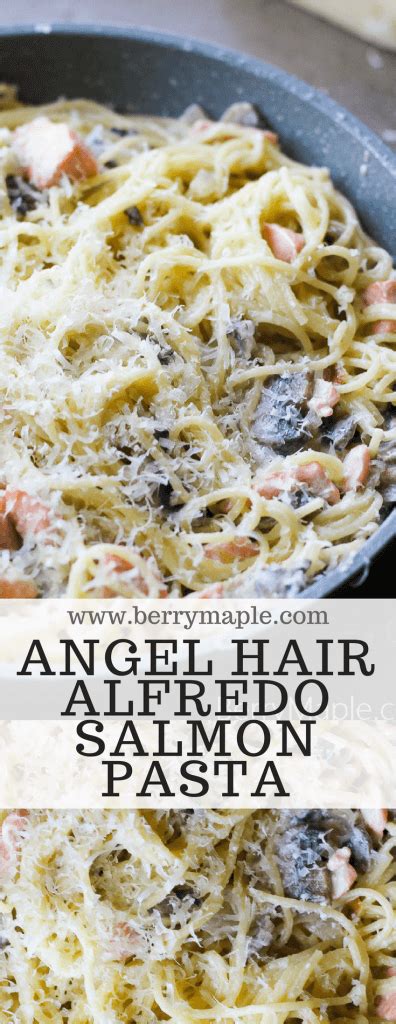 Angel hair pasta, also called capellini, served with shrimp and a lemon cream sauce with herbs 3 add the angel hair pasta to the boiling water. Angel hair alfredo salmon pasta - Berry&Maple