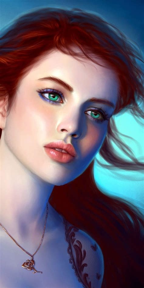 fantasy artwork beautiful green eyes girl 1080x2160 wallpaper fantasy art women fantasy