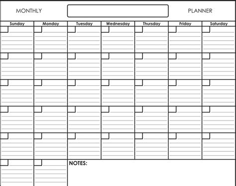 Blank Monthly Calendar Printable With Lines Calendar Template 2021