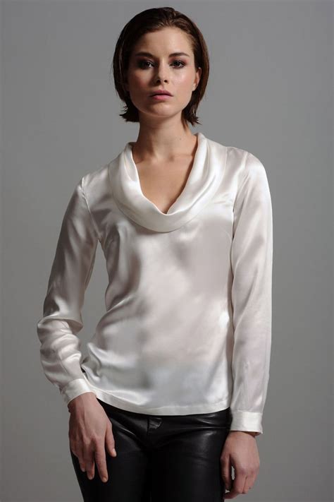 White Satin Cowl Neck Blouse Disappointed In 2020 White Shirts Women