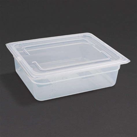Vogue Polypropylene 12 Gastronorm Container With Lid 100mm Pack Of 4