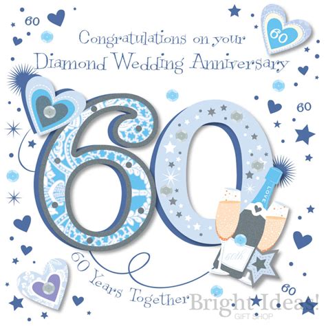 60th Diamond Wedding Anniversary Card By Ling Design Mwer003560