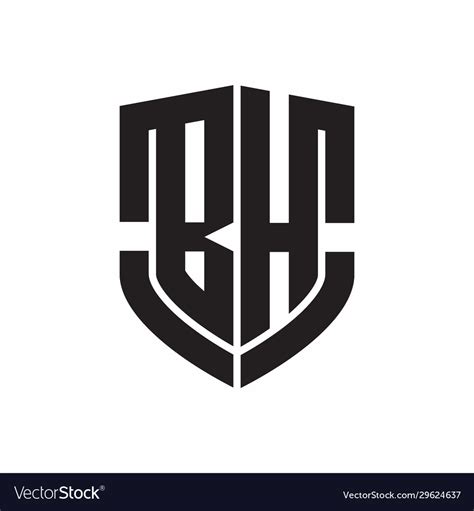 Bh Logo Monogram With Emblem Shield Shape Design Vector Image
