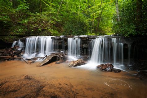 Peaceful Forest Waterfalls Landscape Stock Photo Image
