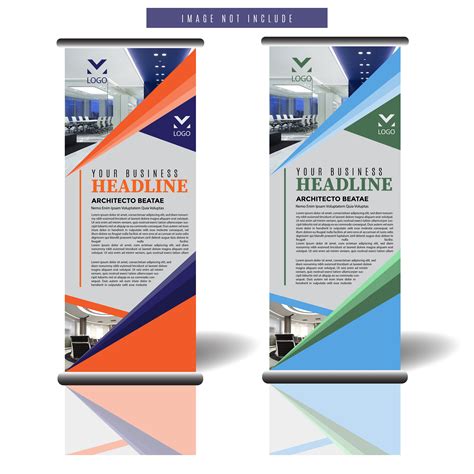 Roll Up Banner Template With Diagonal Shape Design 691646