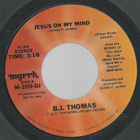 Bj Thomas Jesus On My Mind 1979 Vinyl Discogs