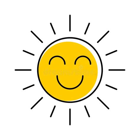 Icono De Sol Sonriente Feliz Amarillo Abstracto Ilustración Del Vector
