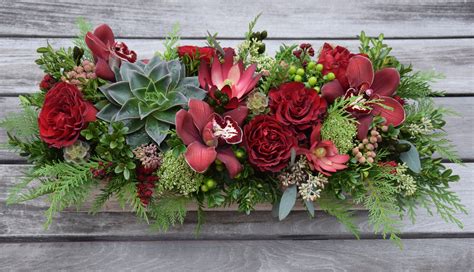 Long And Low Table Centerpiece For Christmas Handcrafted By Fleurelity