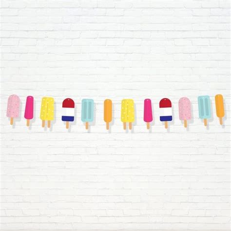 Popsicle Party Garland Printable Summer Popsicle And Ice Cream Decor